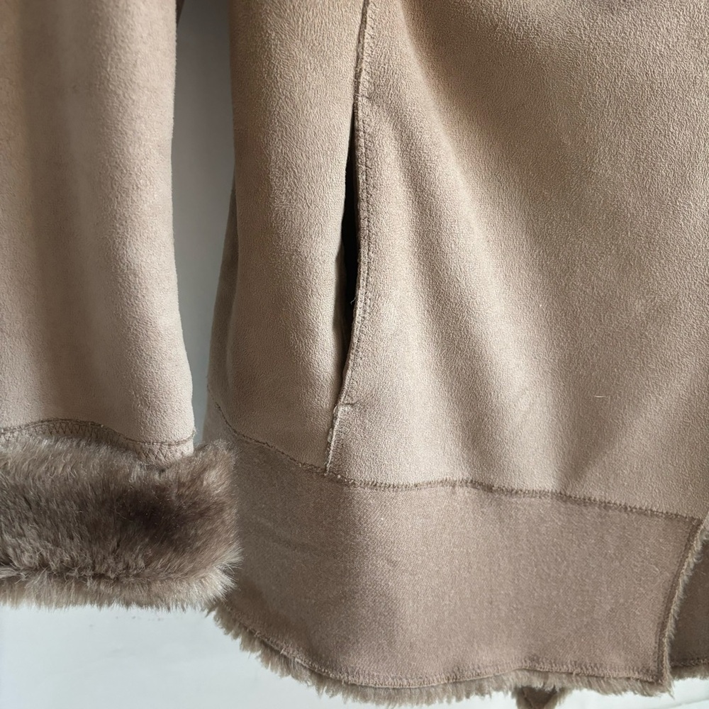 Pinko Faux Fur Suede Coat Cream Size Medium - Picture 13 of 17